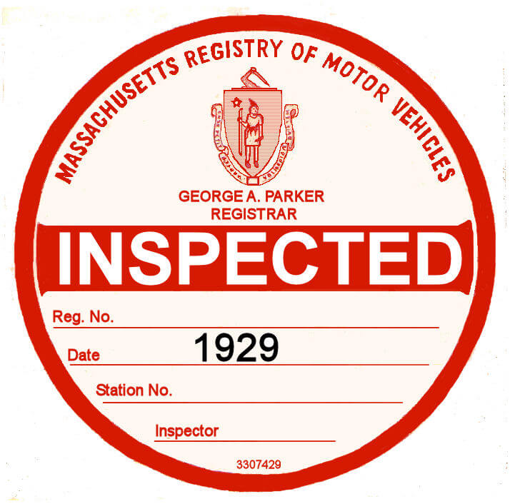 1929 Massachusetts INSPECTION Sticker